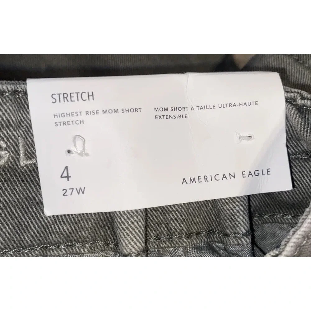 New American‎ Eagle paper bag tie high rise Mom Green Jean Shorts Womens Sz 4